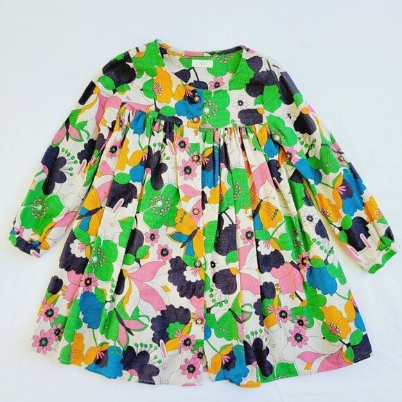 Next Girl's Multicolor Flower/Bunny/Butterfly Print Long-Sleeve Dress - 2-3y - Picture 1 of 5